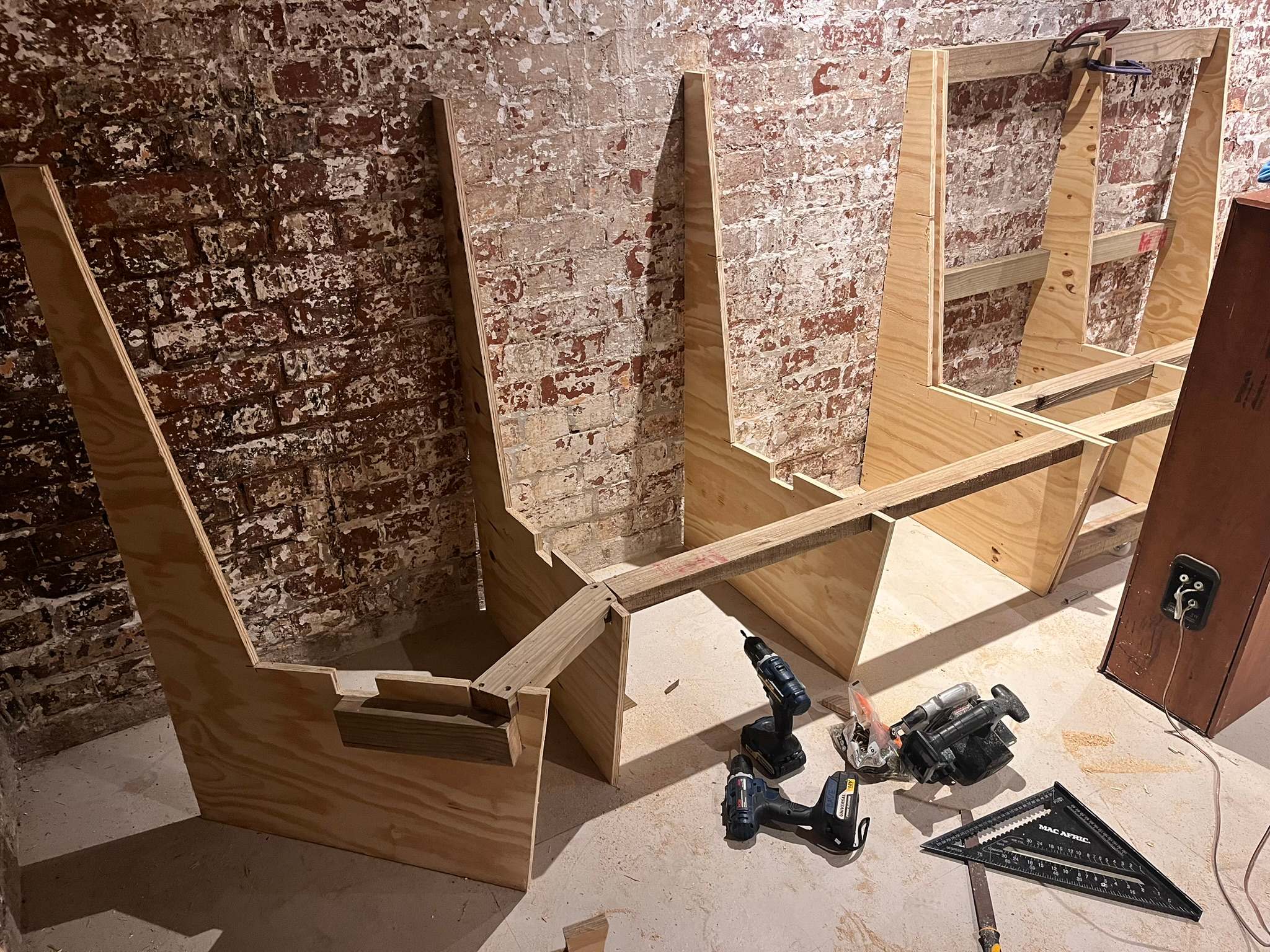 DG Technologies heritage entertainment room build detail: Building the Curved Couch Shape