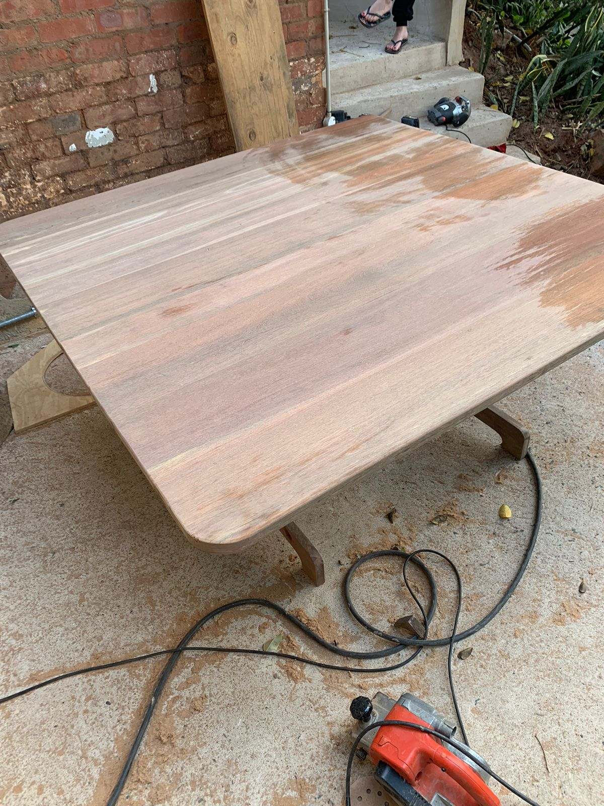 DG Technologies heritage entertainment room build detail: First Coat of Varnish on the Table