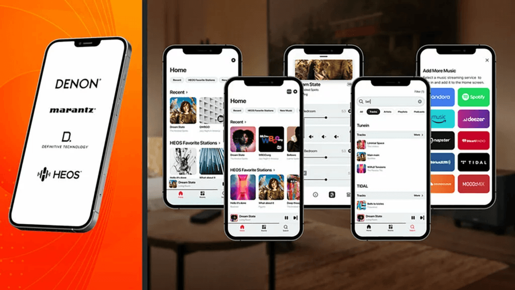 HEOS app interface for whole-home control